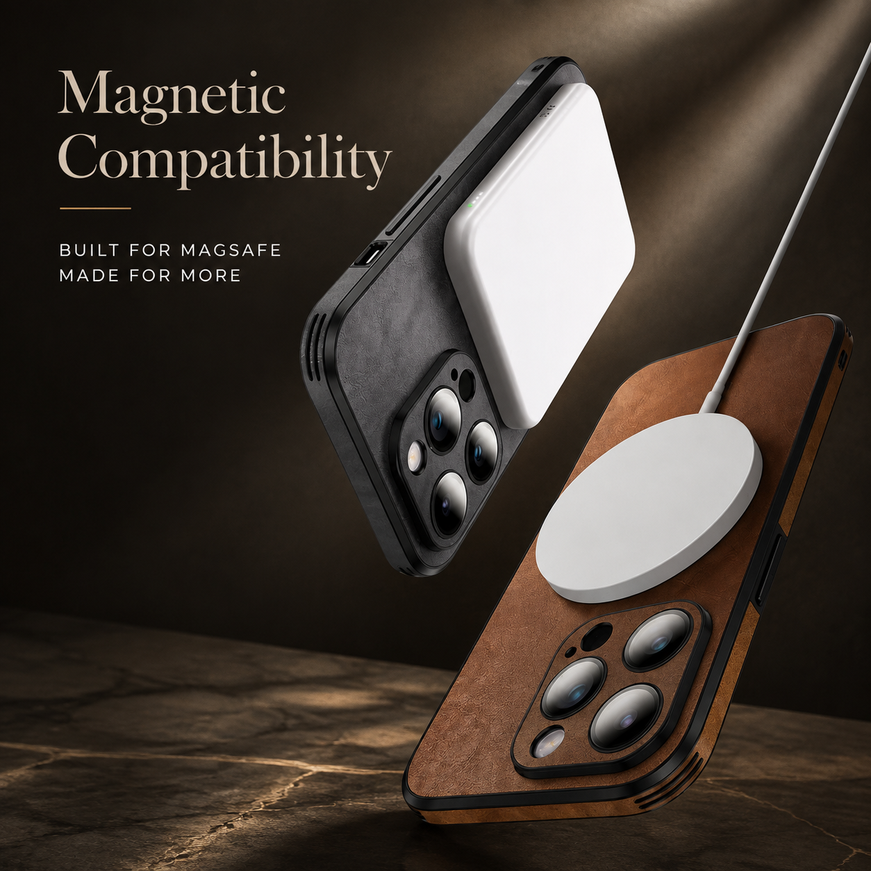 Premium Luxury iPhone Case MagSafe Compatible Genuine Leather Cover Magnetic Shockproof Camera Protection Slim Protective Durable Design Finish