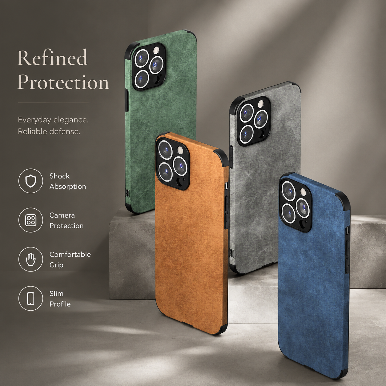 Premium Luxury iPhone Case MagSafe Compatible Genuine Leather Cover Shockproof Camera Lens Protection Slim Protective Durable Design Finish Style