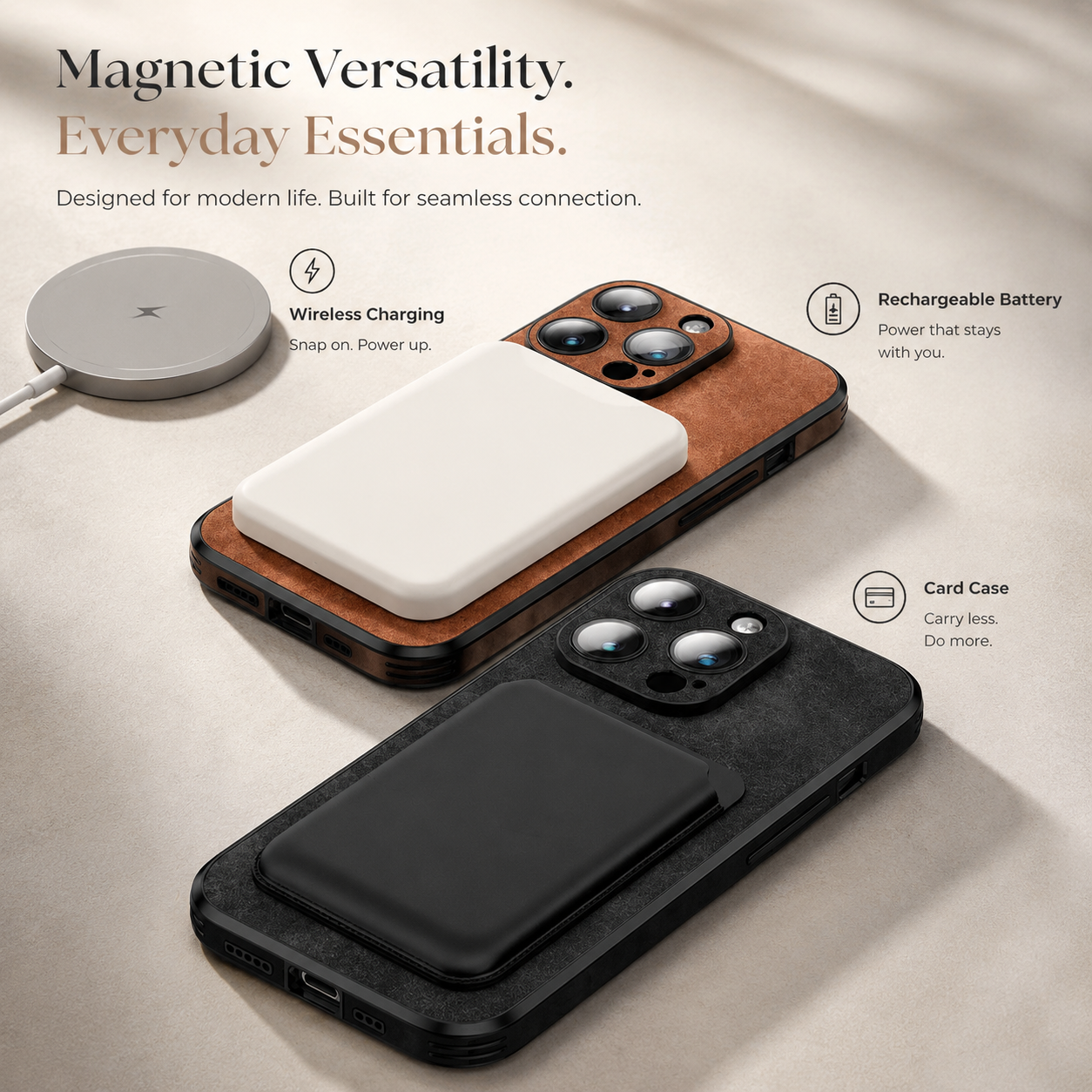 Premium Luxury iPhone Case MagSafe Compatible Genuine Leather Cover Shockproof Camera Lens Protection Slim Protective Durable Design Finish Style