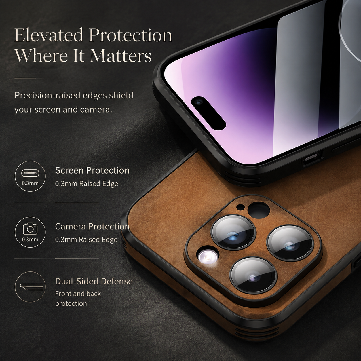 Premium Luxury iPhone Case MagSafe Compatible Genuine Leather Cover Shockproof Camera Lens Protection Slim Protective Durable Design Finish Style