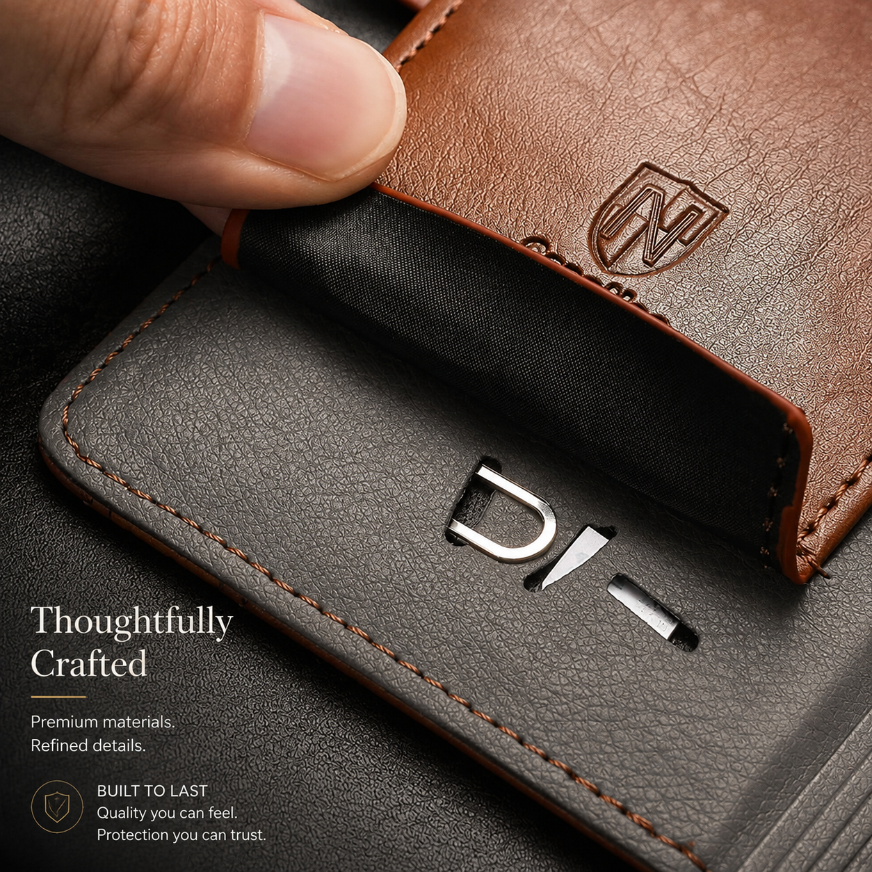 Premium Luxury iPhone Case MagSafe Compatible Genuine Leather Flip Wallet Cover Card Holder Magnetic Closure Shockproof Camera Protection Slim Design Finish