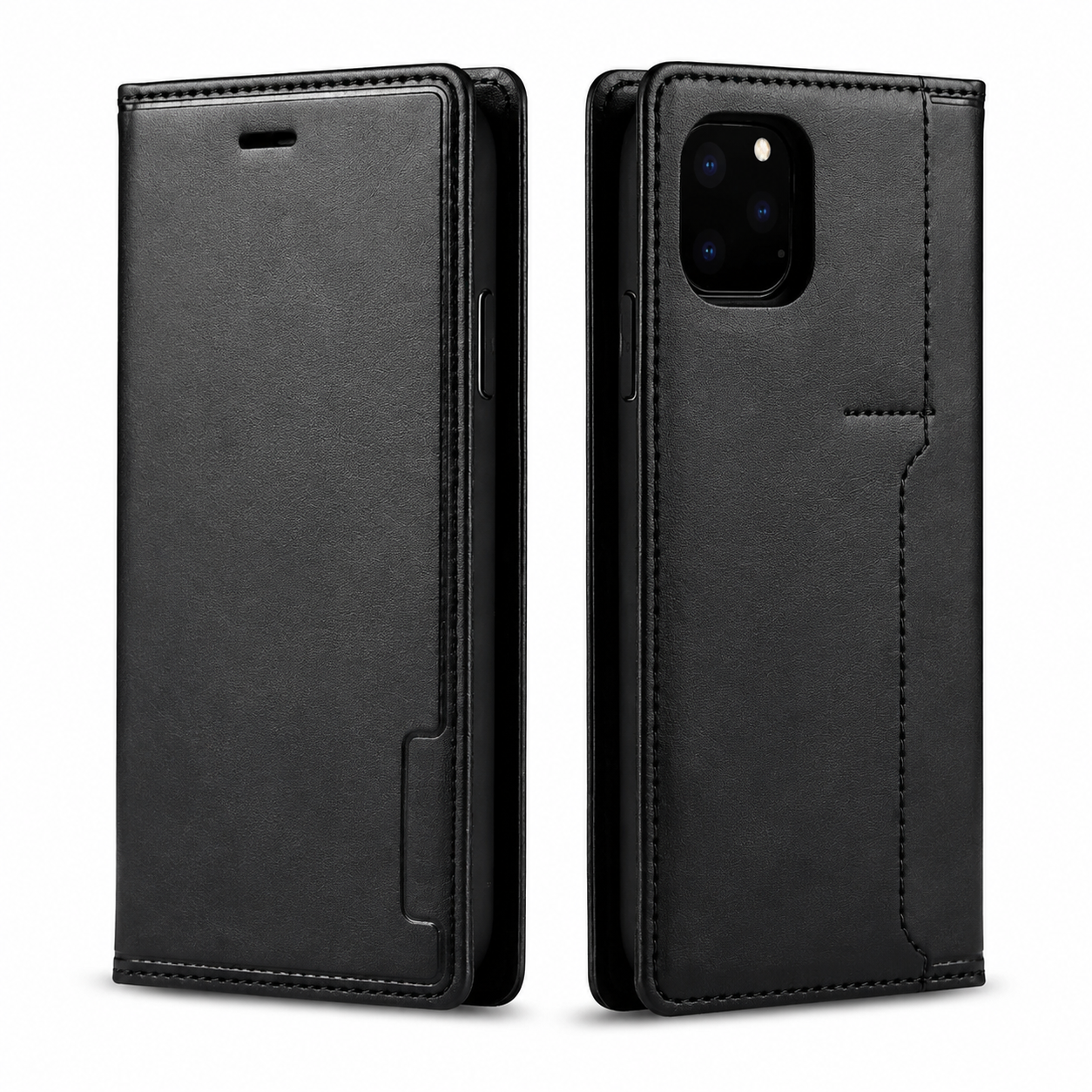 Premium Luxury iPhone Case MagSafe Compatible Genuine Leather Flip Wallet Cover Card Holder Magnetic Closure Shockproof Camera Protection Slim Design Finish