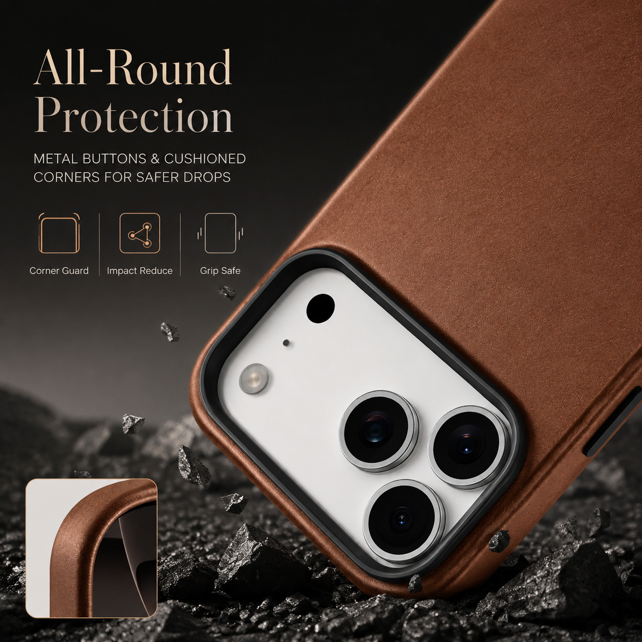 Premium Luxury iPhone Case MagSafe Compatible Genuine Leather Slim Fit Cover Shockproof Full Coverage Anti Fingerprint Non Slip Durable Design