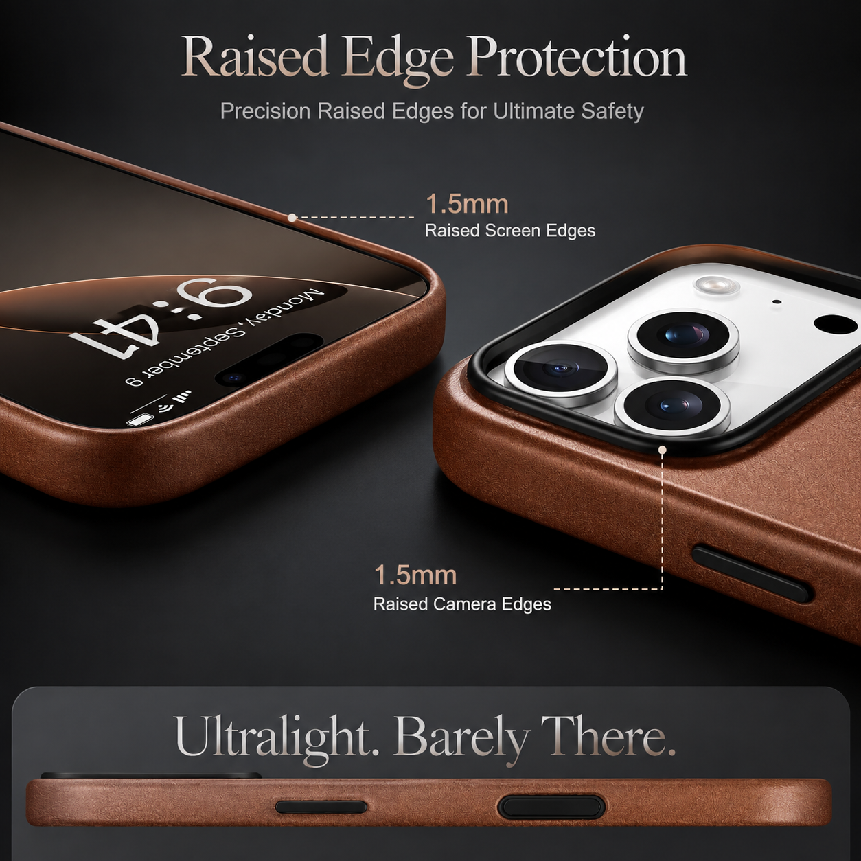 Premium Luxury iPhone Case MagSafe Compatible Genuine Leather Slim Fit Cover Shockproof Full Coverage Anti Fingerprint Non Slip Durable Design