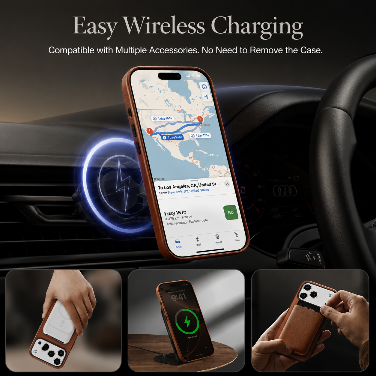 Premium Luxury iPhone Case MagSafe Compatible Genuine Leather Slim Fit Cover Shockproof Full Coverage Anti Fingerprint Non Slip Durable Design