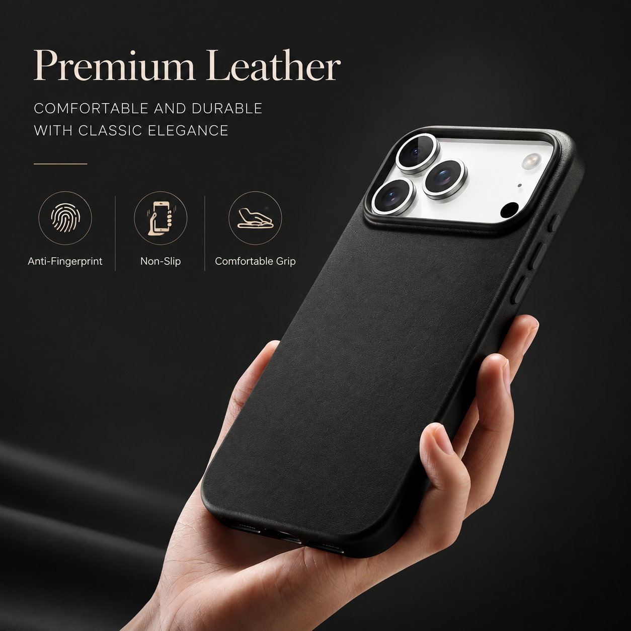 Premium Luxury iPhone Case MagSafe Compatible Genuine Leather Slim Fit Cover Shockproof Full Coverage Anti Fingerprint Non Slip Durable Design