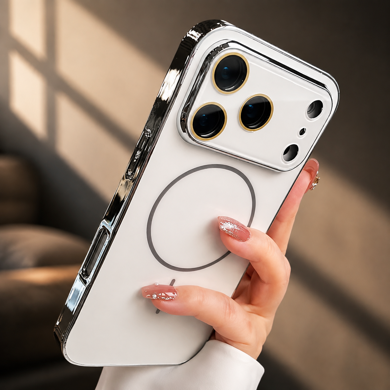 Premium Luxury iPhone Case MagSafe Compatible Hard PC Cover Tempered Glass Camera Protection Shockproof Anti Fingerprint Color Collision Durable Design