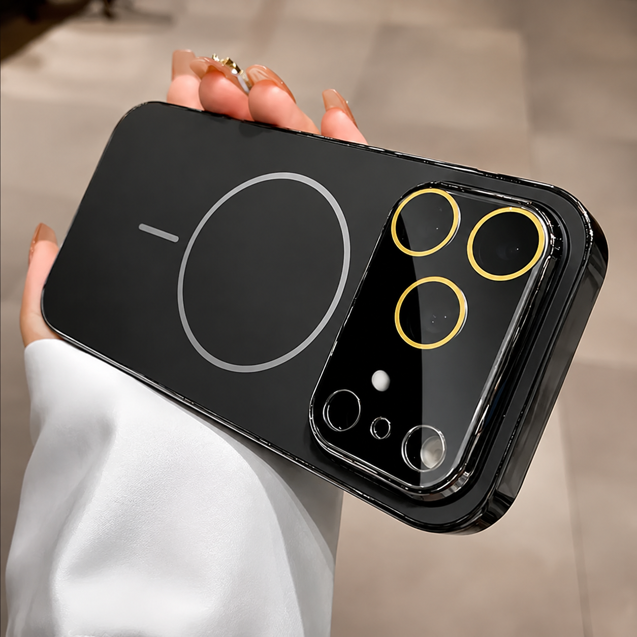 Premium Luxury iPhone Case MagSafe Compatible Hard PC Cover Tempered Glass Camera Protection Shockproof Anti Fingerprint Color Collision Durable Design