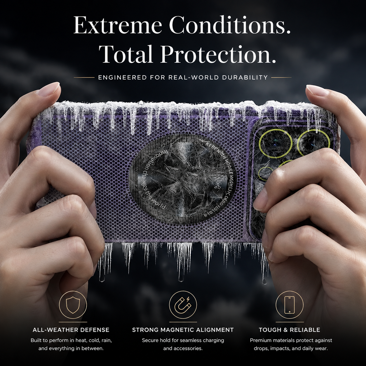 Premium Luxury iPhone Case MagSafe Compatible Heat Dissipation Metal Frame Cover Shockproof Camera Protection Electroplated Mesh Slim Durable Design Finish
