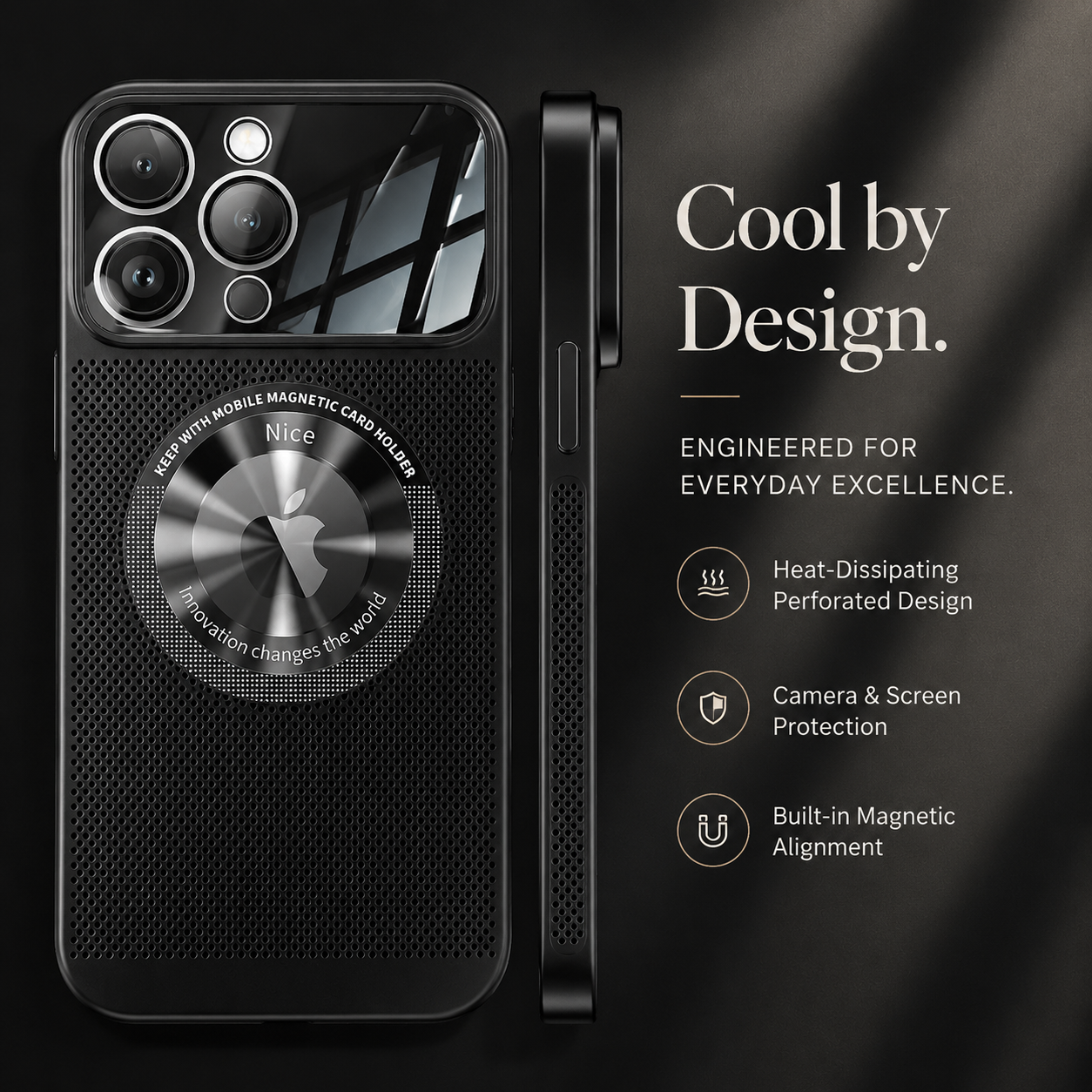 Premium Luxury iPhone Case MagSafe Compatible Heat Dissipation Metal Frame Cover Shockproof Camera Protection Electroplated Mesh Slim Durable Design Finish