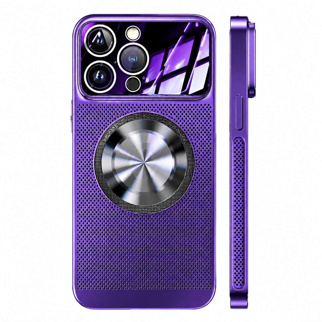 Premium Luxury iPhone Case MagSafe Compatible Heat Dissipation Metal Frame Cover Shockproof Camera Protection Electroplated Mesh Slim Durable Design Finish