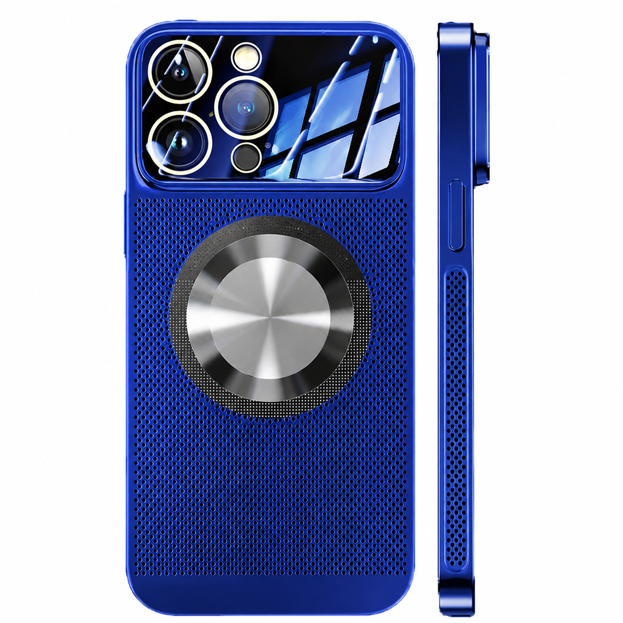 Premium Luxury iPhone Case MagSafe Compatible Heat Dissipation Metal Frame Cover Shockproof Camera Protection Electroplated Mesh Slim Durable Design Finish