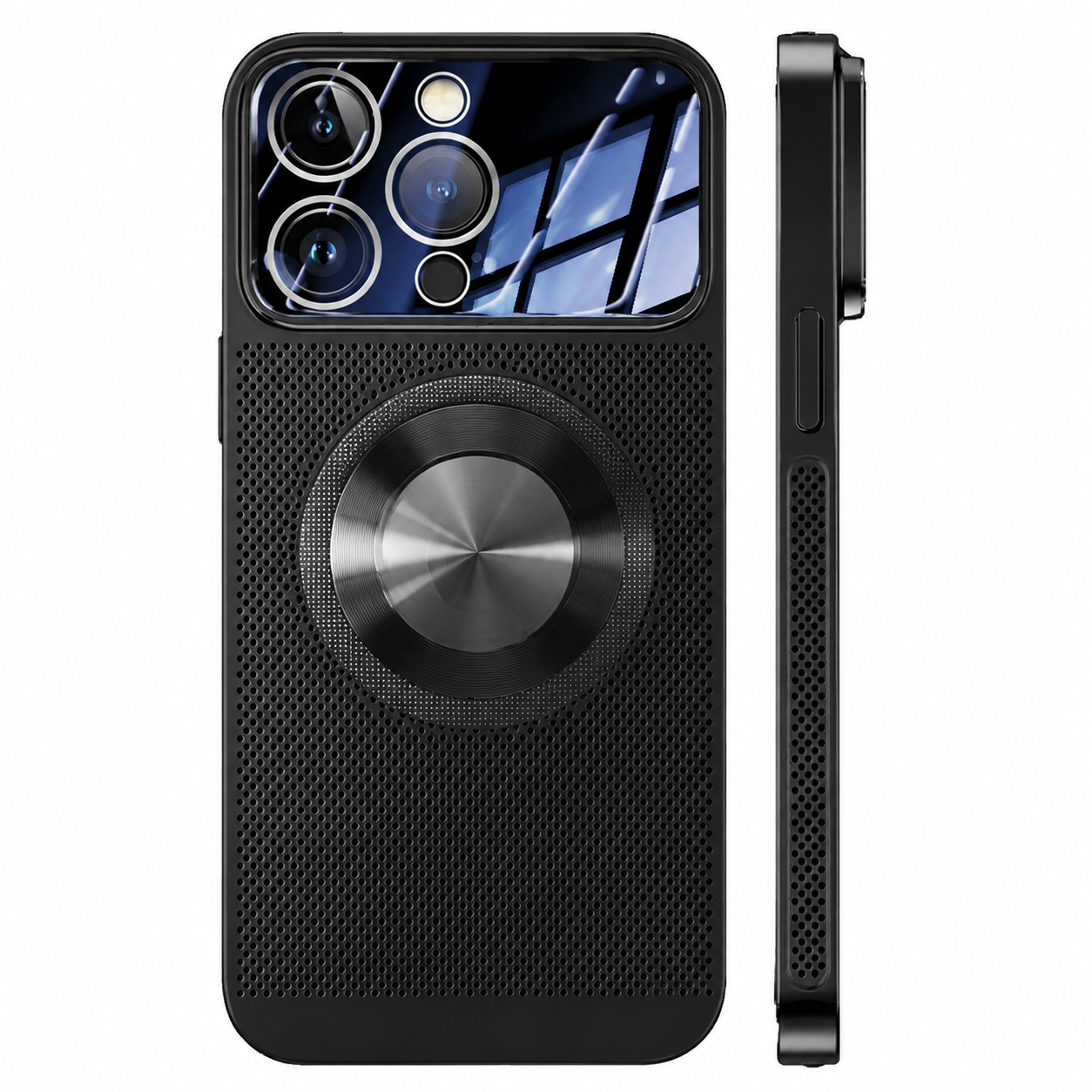 Premium Luxury iPhone Case MagSafe Compatible Heat Dissipation Metal Frame Cover Shockproof Camera Protection Electroplated Mesh Slim Durable Design Finish