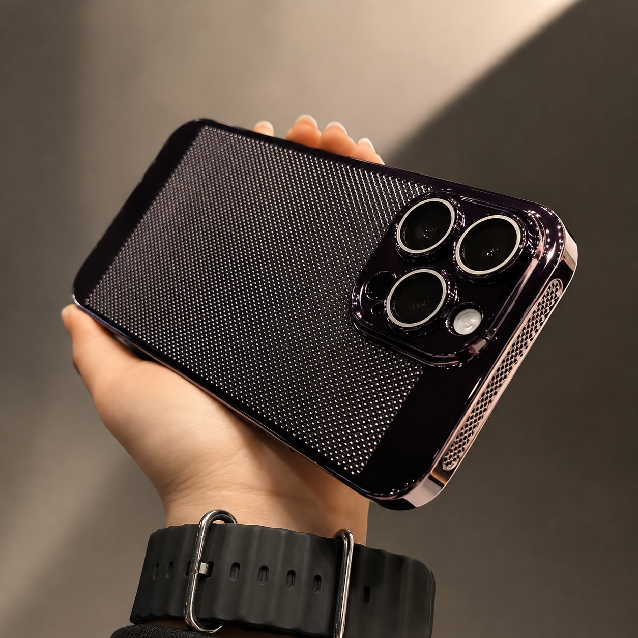Premium Luxury iPhone Case MagSafe Compatible Honeycomb Texture Heat Dissipation Cover Shockproof Camera Lens Protection Slim Protective Design Finish