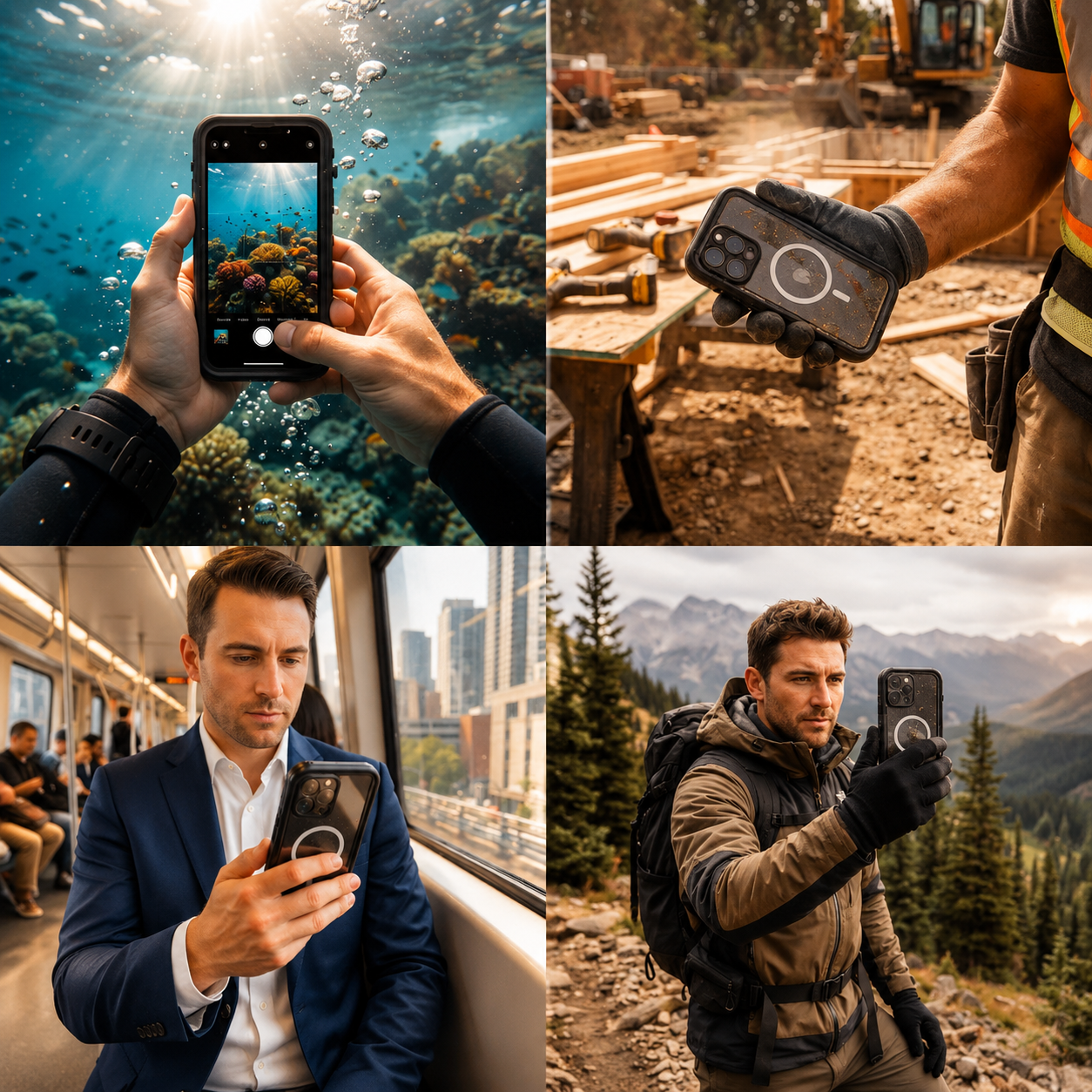 Premium Luxury iPhone Case MagSafe Compatible IP68 Waterproof 360 Full Body Sealed Cover Shockproof Transparent Camera Protection Durable Design