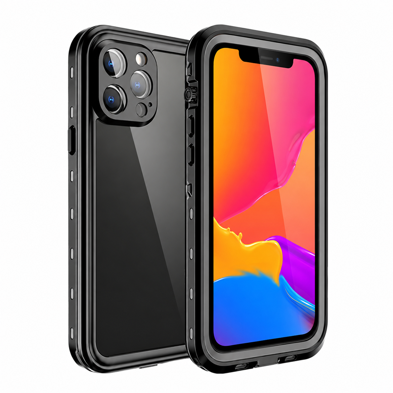 Premium Luxury iPhone Case MagSafe Compatible IP68 Waterproof 360 Full Body Sealed Cover Shockproof Transparent Camera Protection Durable Design