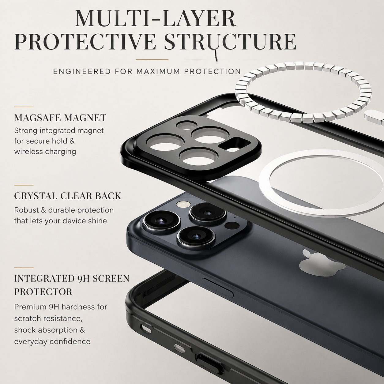 Premium Luxury iPhone Case MagSafe Compatible IP68 Waterproof Cover 360 Full Body Sealed Shockproof Camera Lens Protection Dustproof Durable Design