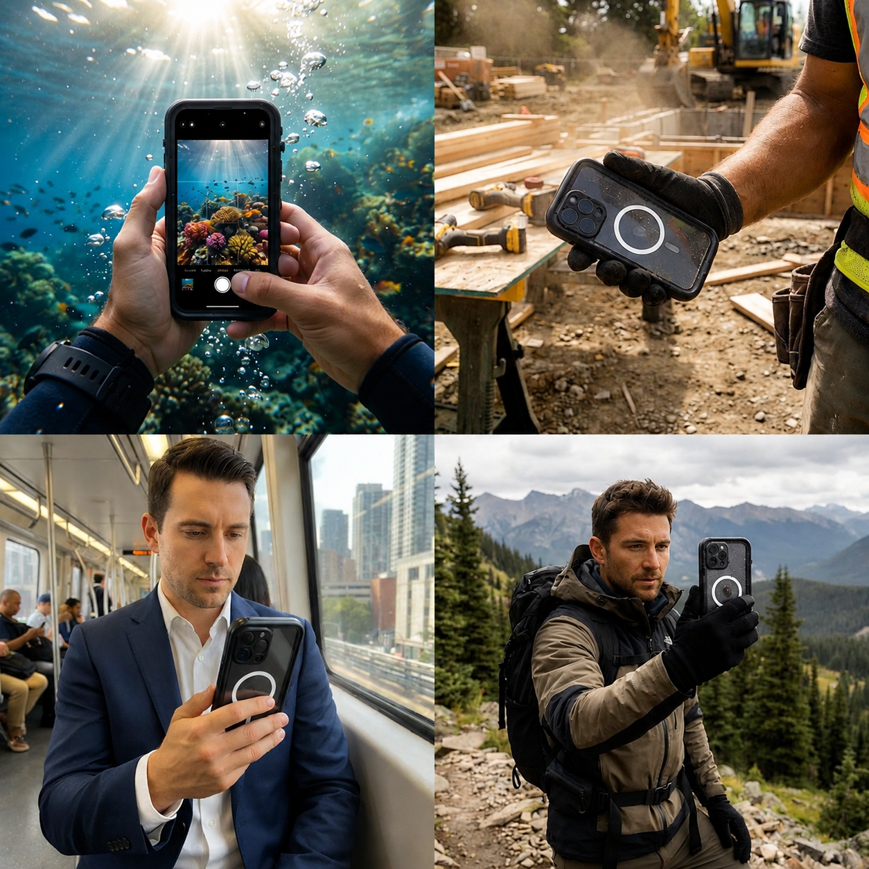 Premium Luxury iPhone Case MagSafe Compatible IP68 Waterproof Cover 360 Full Body Sealed Shockproof Camera Lens Protection Dustproof Durable Design