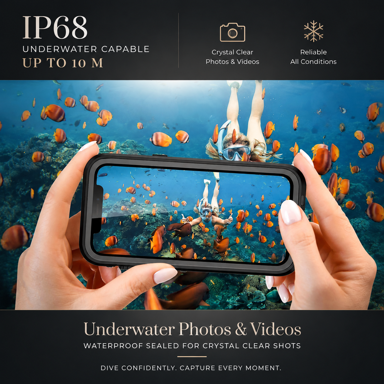 Premium Luxury iPhone Case MagSafe Compatible IP68 Waterproof Cover 360 Full Body Sealed Shockproof Camera Lens Protection Dustproof Durable Design