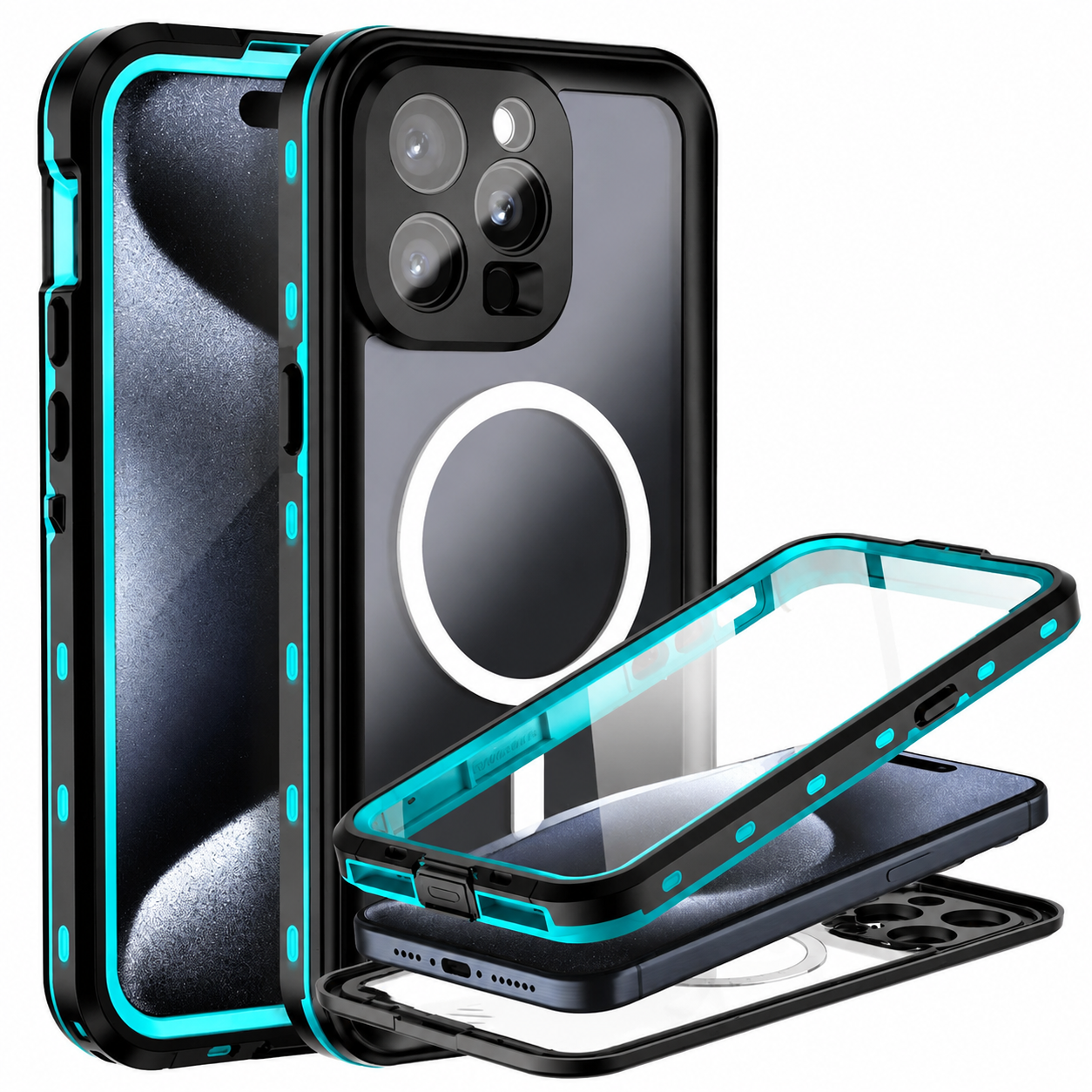 Premium Luxury iPhone Case MagSafe Compatible IP68 Waterproof Cover 360 Full Body Sealed Shockproof Camera Lens Protection Dustproof Durable Design