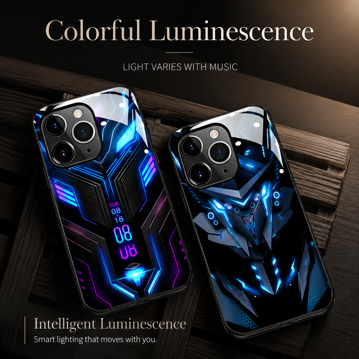 Premium Luxury iPhone Case MagSafe Compatible LED Notification Light Cover Mecha Design Shockproof Camera Protection Ultra Thin Durable Design Finish