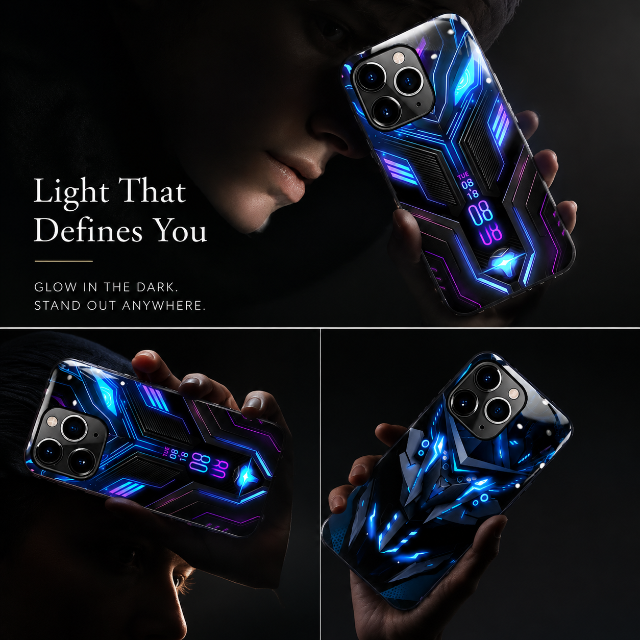 Premium Luxury iPhone Case MagSafe Compatible LED Notification Light Cover Mecha Design Shockproof Camera Protection Ultra Thin Durable Design Finish