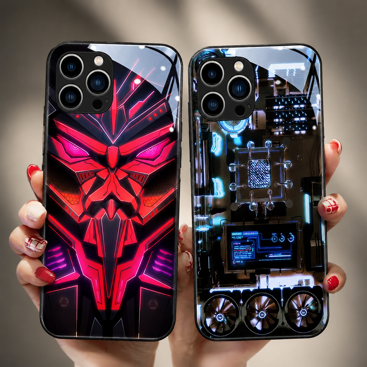 Premium Luxury iPhone Case MagSafe Compatible LED Notification Light Cover Mecha Design Shockproof Camera Protection Ultra Thin Durable Design Finish