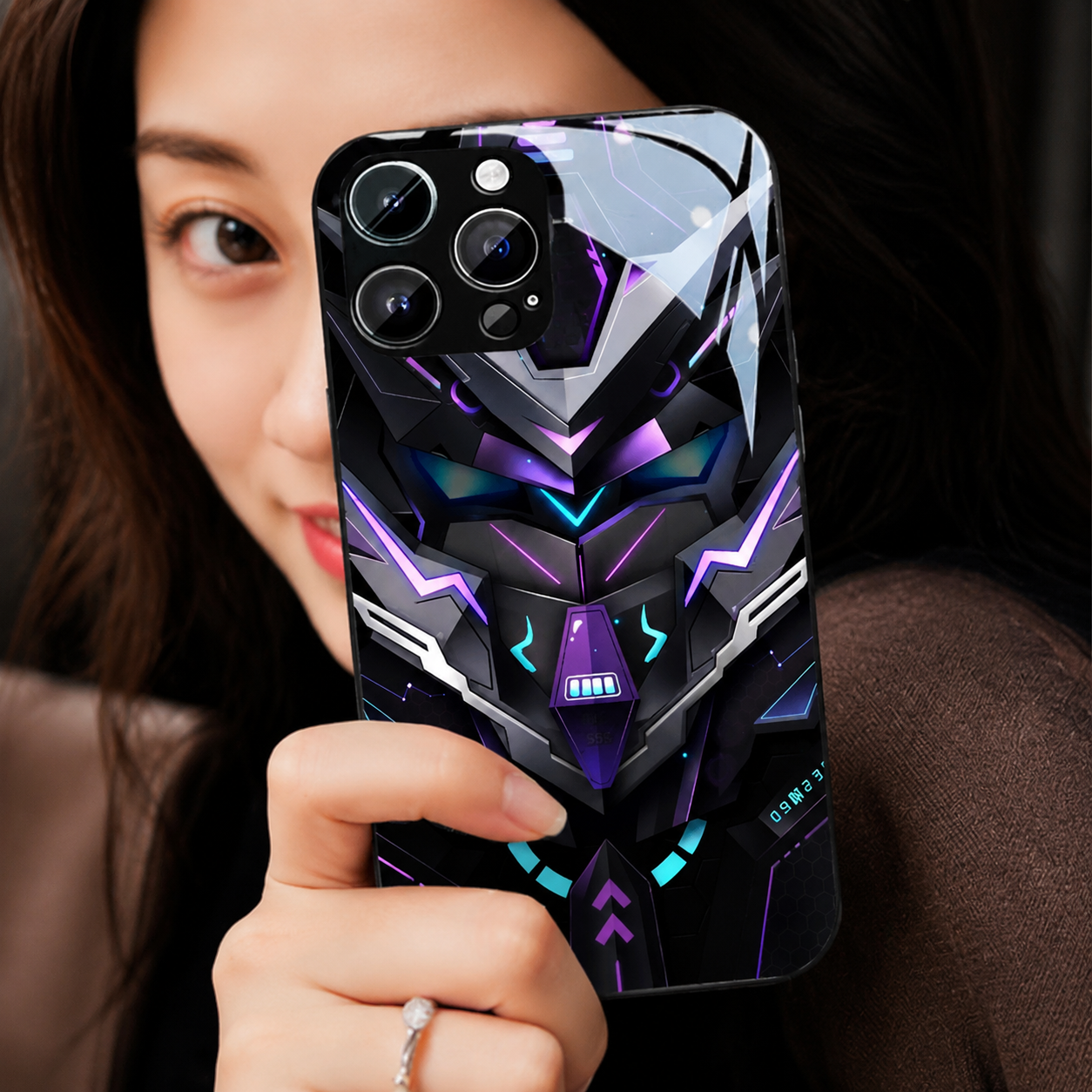 Premium Luxury iPhone Case MagSafe Compatible LED Notification Light Cover Mecha Design Shockproof Camera Protection Ultra Thin Durable Design Finish
