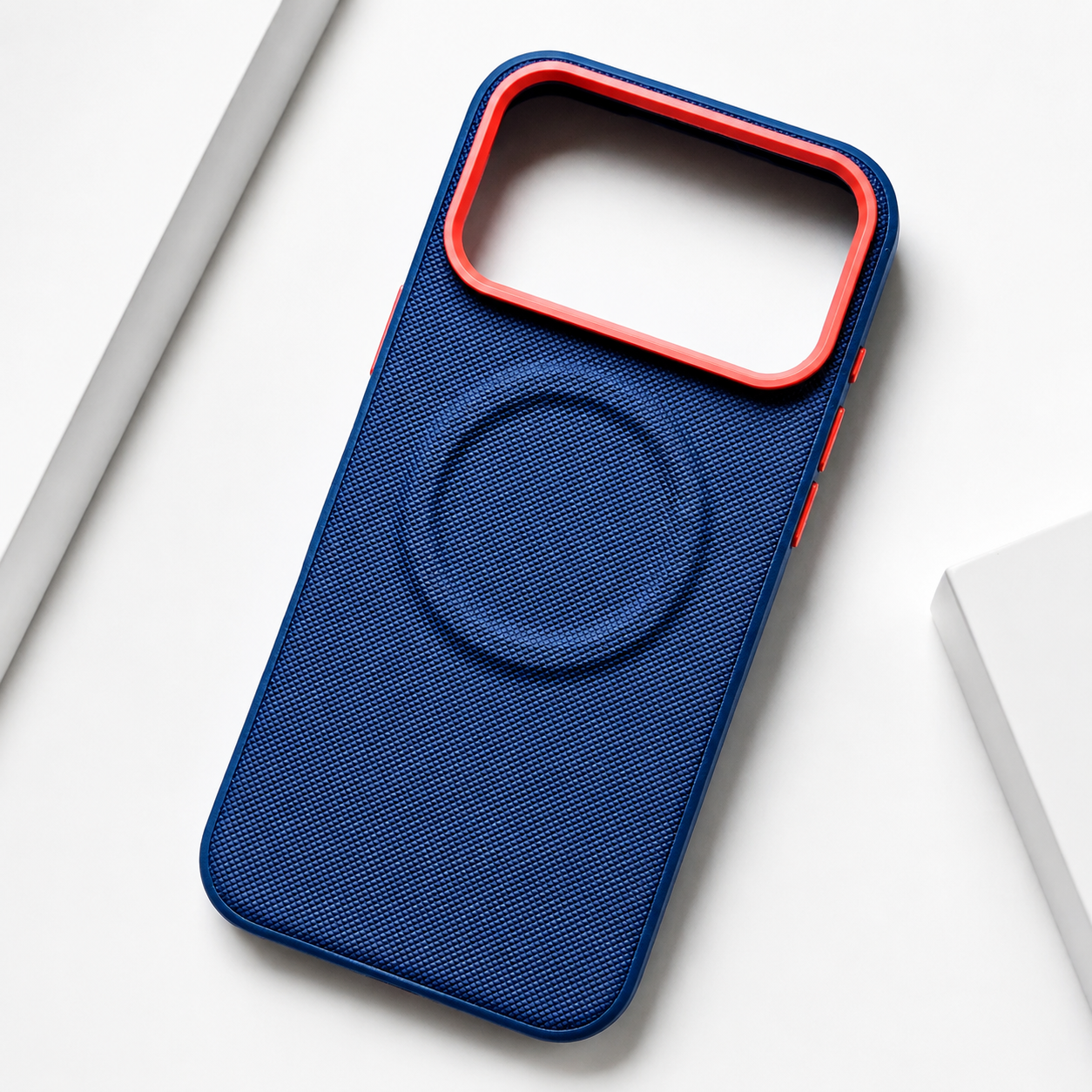 Premium Luxury iPhone Case MagSafe Compatible Leather Cover Diamond Texture Shockproof PC TPU Hybrid Individual Buttons Durable Protective Design