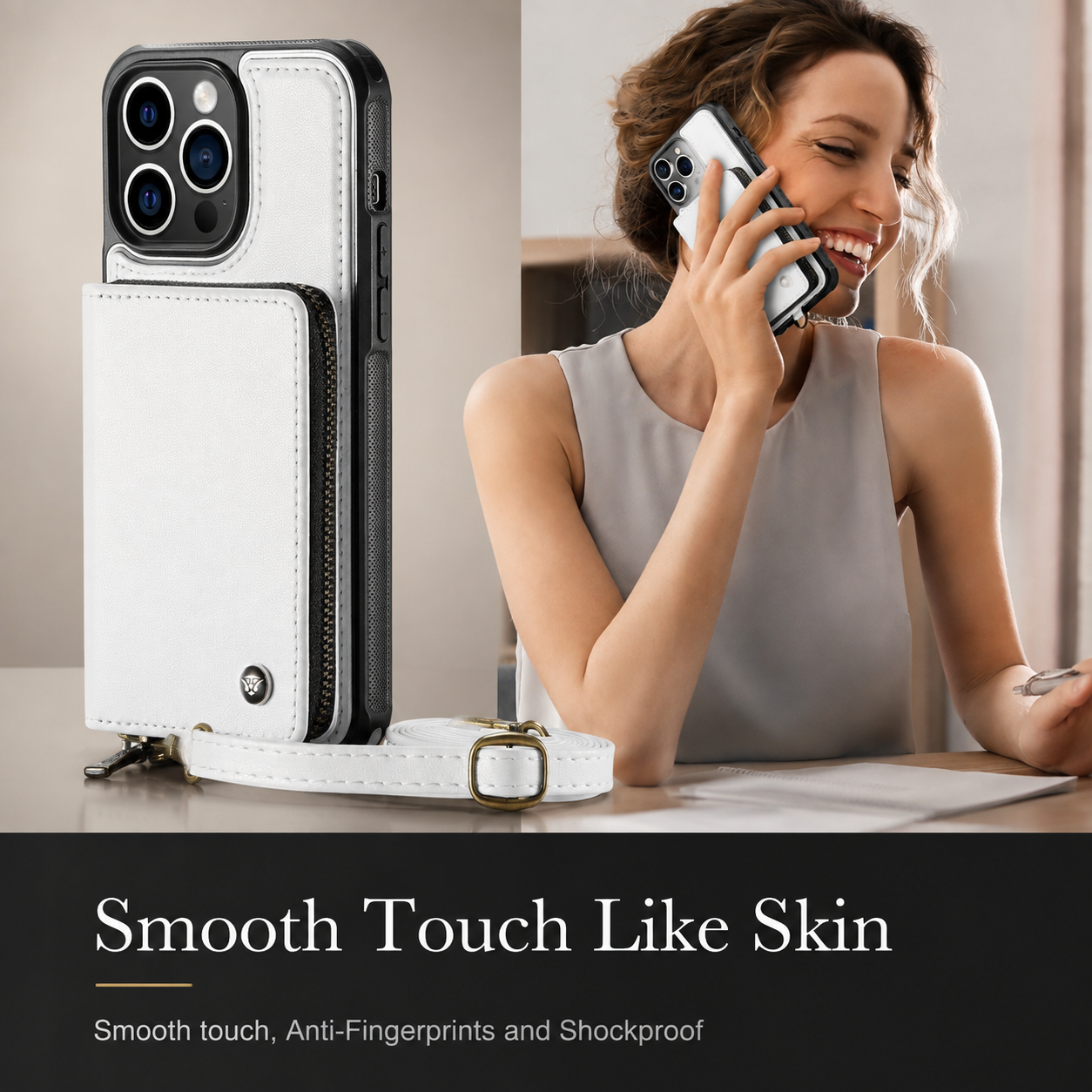 Premium Luxury iPhone Case MagSafe Compatible Leather Crossbody Wallet Cover Card Holder Strap Stand Shockproof Full Body Protection Slim Design Finish