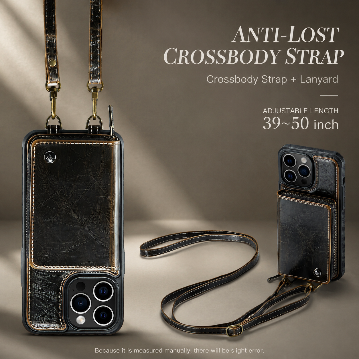 Premium Luxury iPhone Case MagSafe Compatible Leather Crossbody Wallet Cover Card Holder Strap Stand Shockproof Full Body Protection Slim Design Finish