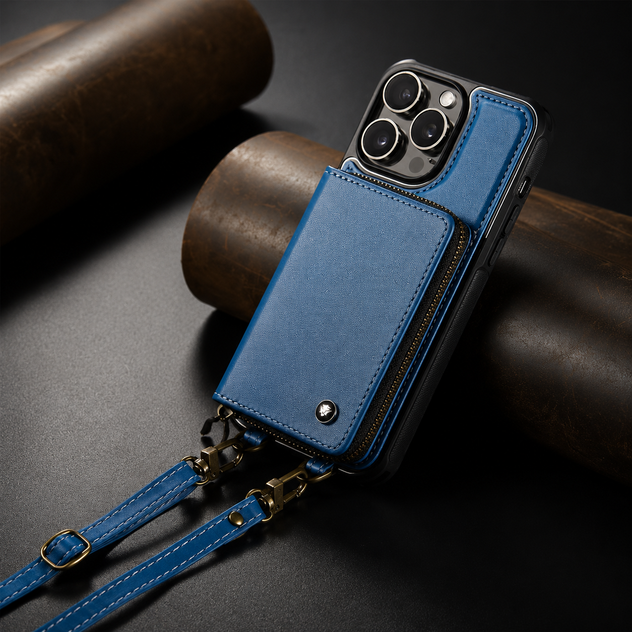 Premium Luxury iPhone Case MagSafe Compatible Leather Crossbody Wallet Cover Card Holder Strap Stand Shockproof Full Body Protection Slim Design Finish