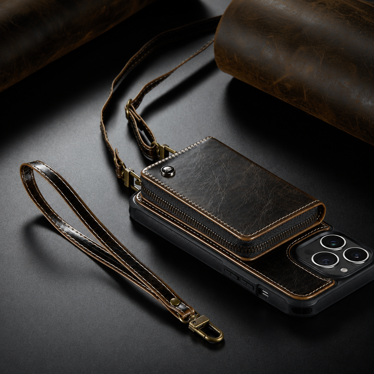 Premium Luxury iPhone Case MagSafe Compatible Leather Crossbody Wallet Cover Card Holder Strap Stand Shockproof Full Body Protection Slim Design Finish