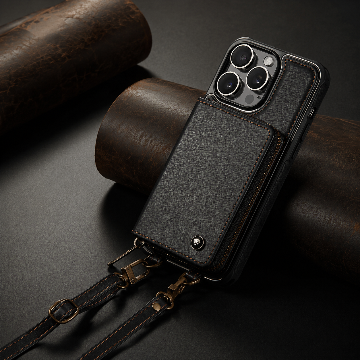 Premium Luxury iPhone Case MagSafe Compatible Leather Crossbody Wallet Cover Card Holder Strap Stand Shockproof Full Body Protection Slim Design Finish