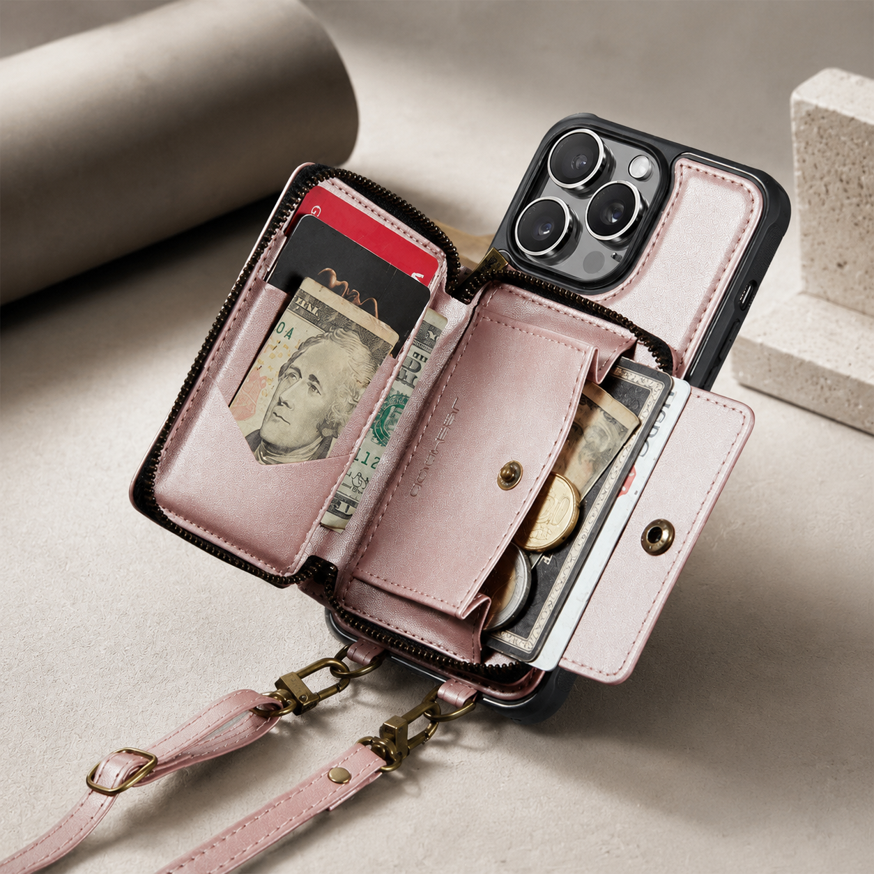 Premium Luxury iPhone Case MagSafe Compatible Leather Crossbody Wallet Cover Card Holder Strap Stand Shockproof Full Body Protection Slim Design Finish