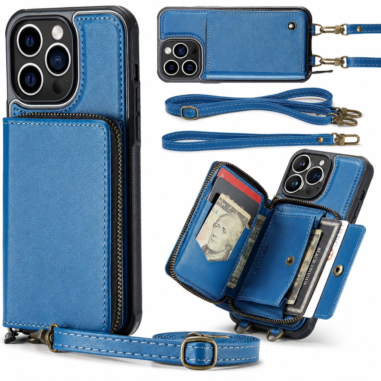 Premium Luxury iPhone Case MagSafe Compatible Leather Crossbody Wallet Cover Card Holder Strap Stand Shockproof Full Body Protection Slim Design Finish