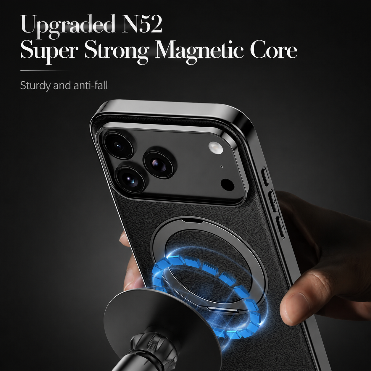 Premium Luxury iPhone Case MagSafe Compatible Leather Ring Holder Cover Lens Protection Shockproof Slim Back Protective Durable Design Finish