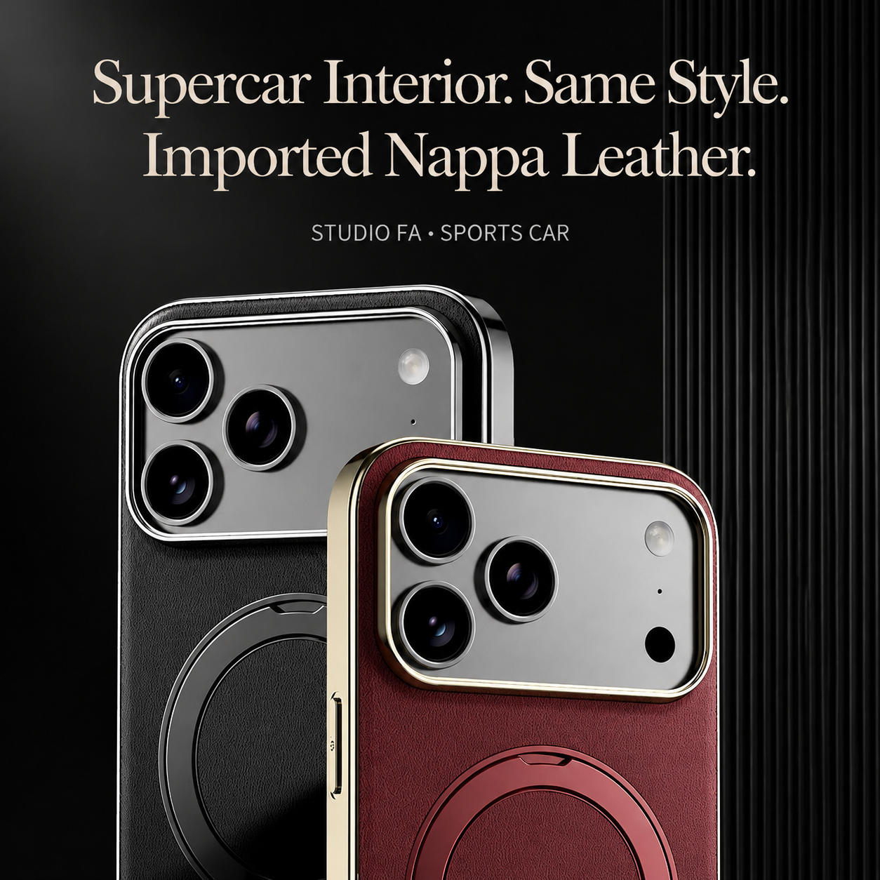 Premium Luxury iPhone Case MagSafe Compatible Leather Ring Holder Cover Lens Protection Shockproof Slim Back Protective Durable Design Finish