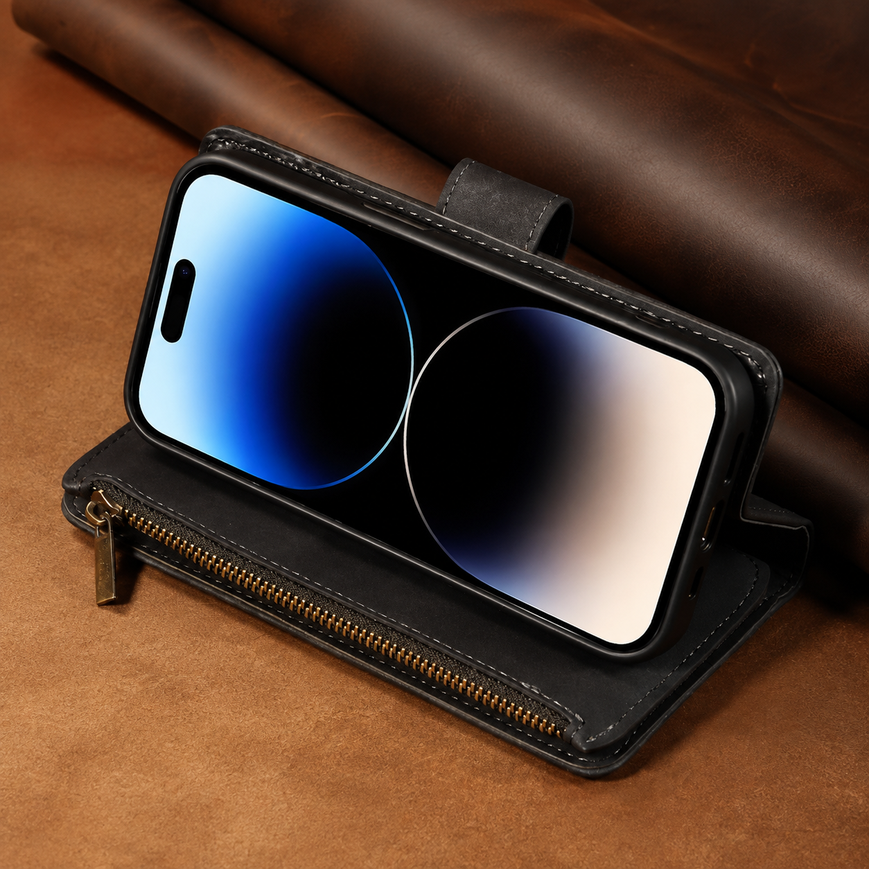 Premium Luxury iPhone Case MagSafe Compatible Leather Wallet Cover Card Holder Magnetic Closure Shockproof Camera Protection Slim Design Finish