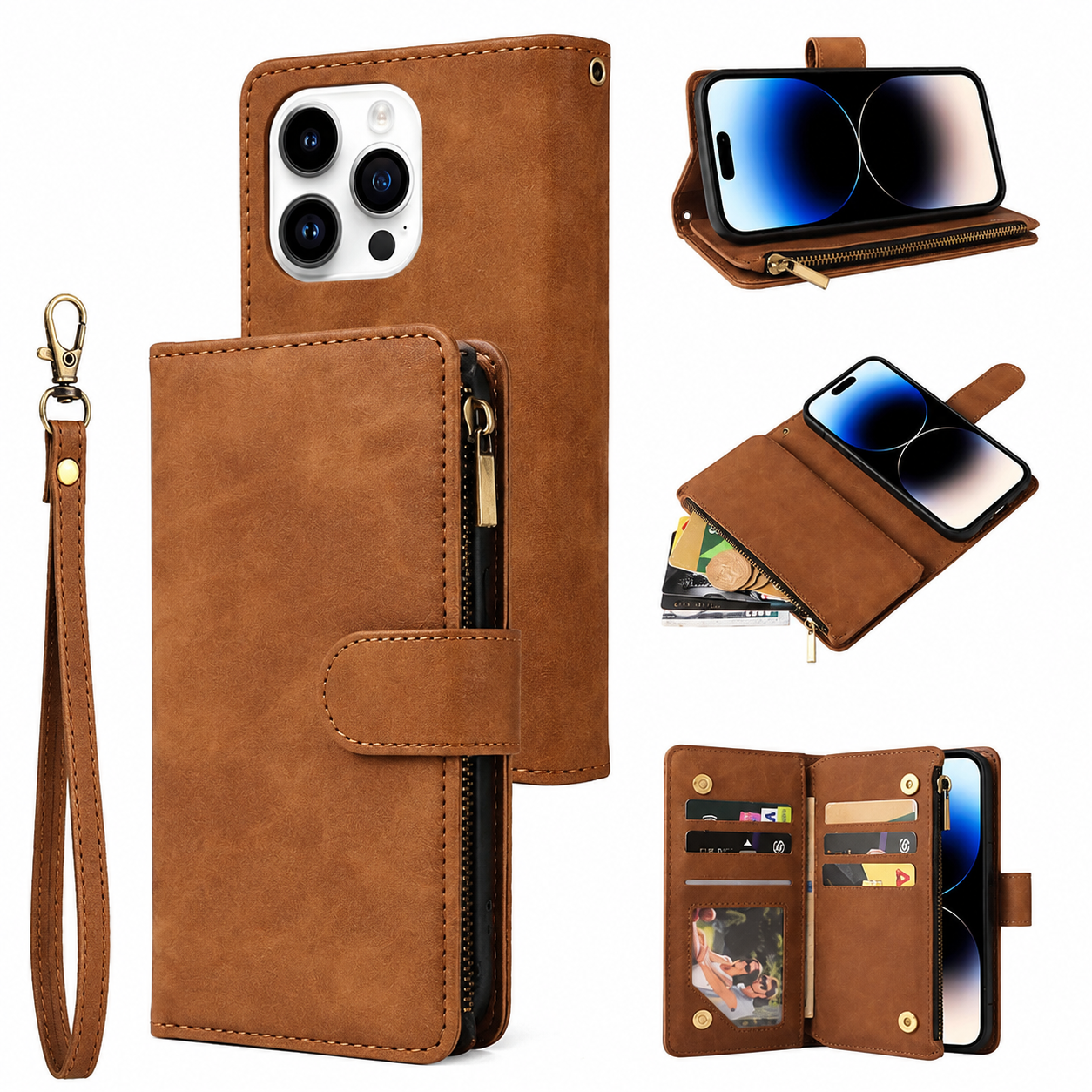 Premium Luxury iPhone Case MagSafe Compatible Leather Wallet Cover Card Holder Magnetic Closure Shockproof Camera Protection Slim Design Finish