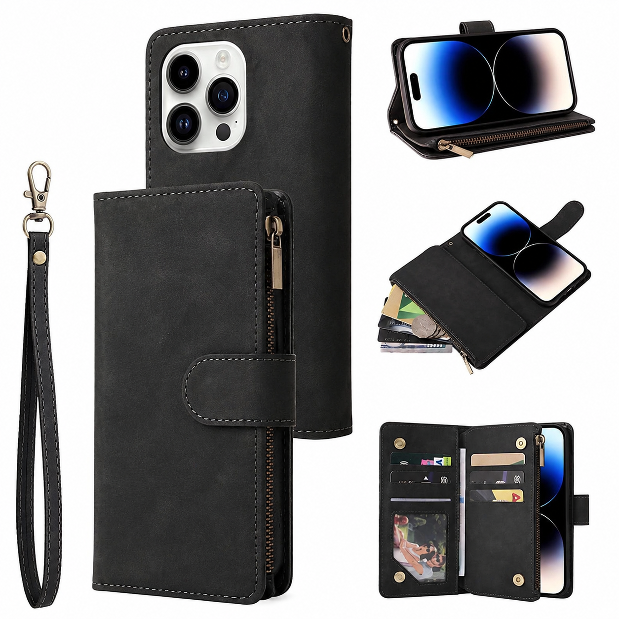 Premium Luxury iPhone Case MagSafe Compatible Leather Wallet Cover Card Holder Magnetic Closure Shockproof Camera Protection Slim Design Finish