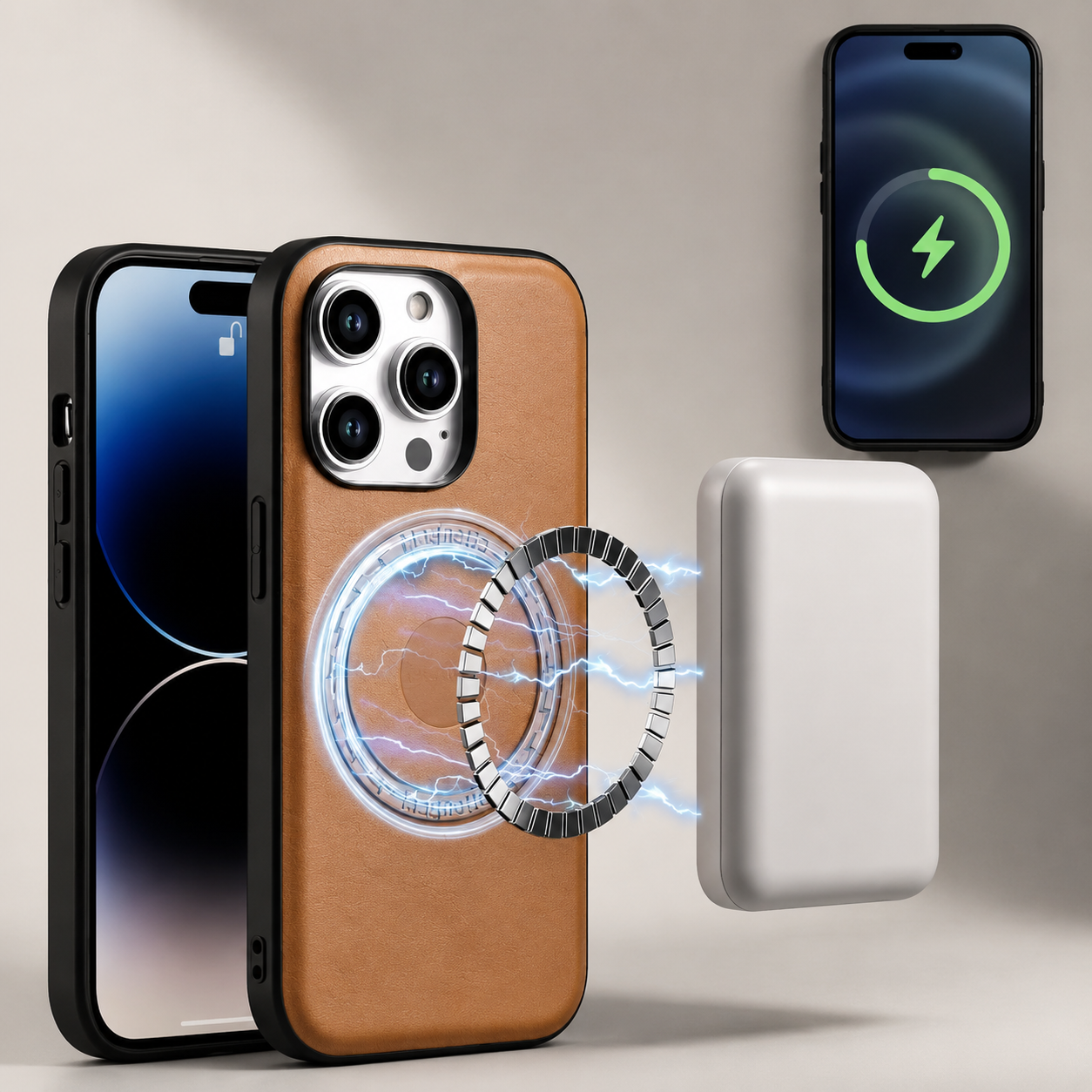 Premium Luxury iPhone Case MagSafe Compatible Leather Wallet Cover Card Holder Shockproof Camera Protection Slim Protective Durable Design Finish