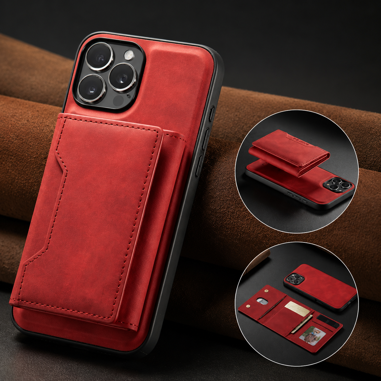 Premium Luxury iPhone Case MagSafe Compatible Leather Wallet Cover Card Holder Shockproof Camera Protection Slim Protective Durable Design Finish