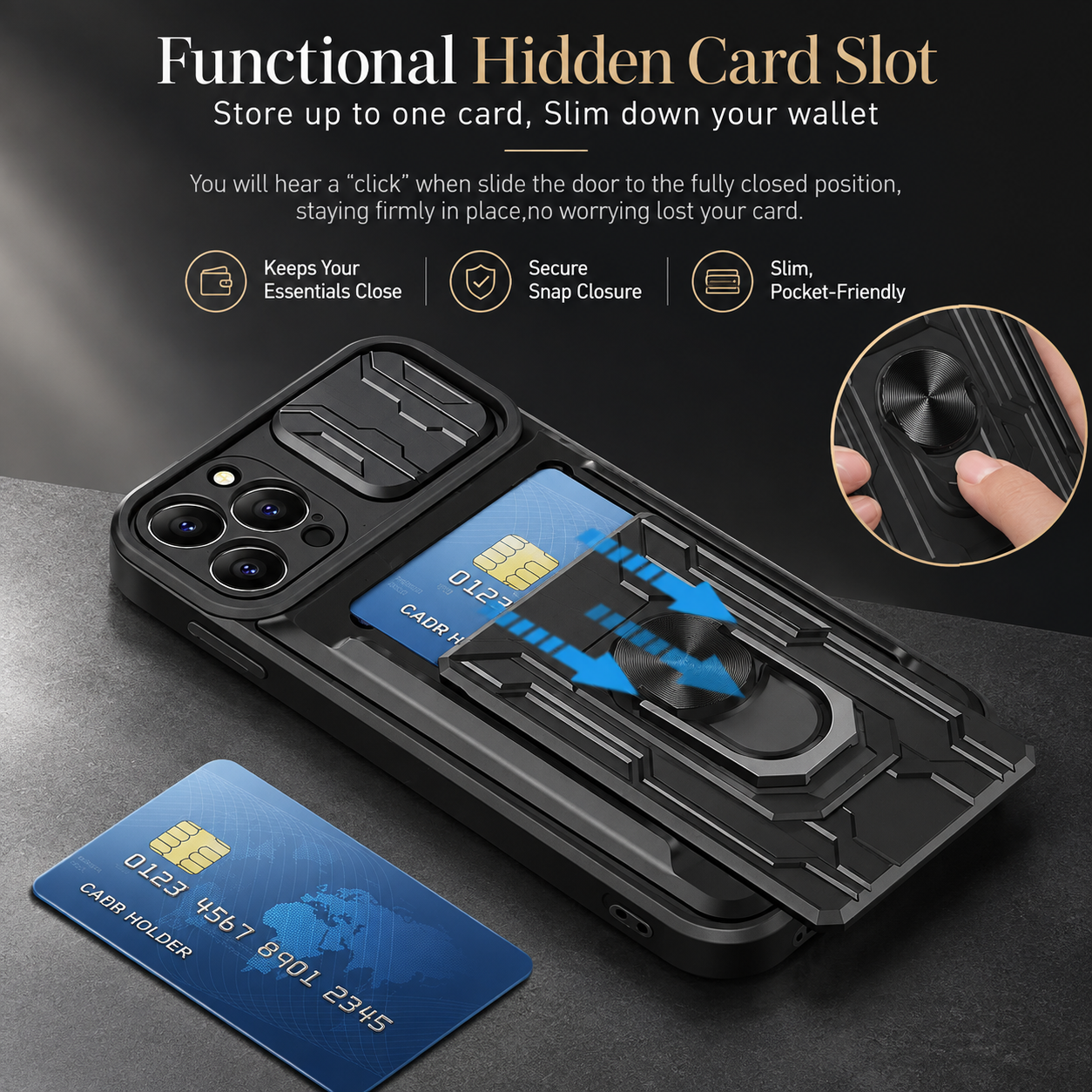 Premium Luxury iPhone Case MagSafe Compatible Liquid Silicone Cover Card Holder Ring Stand Shockproof Camera Protection Slim Design Finish