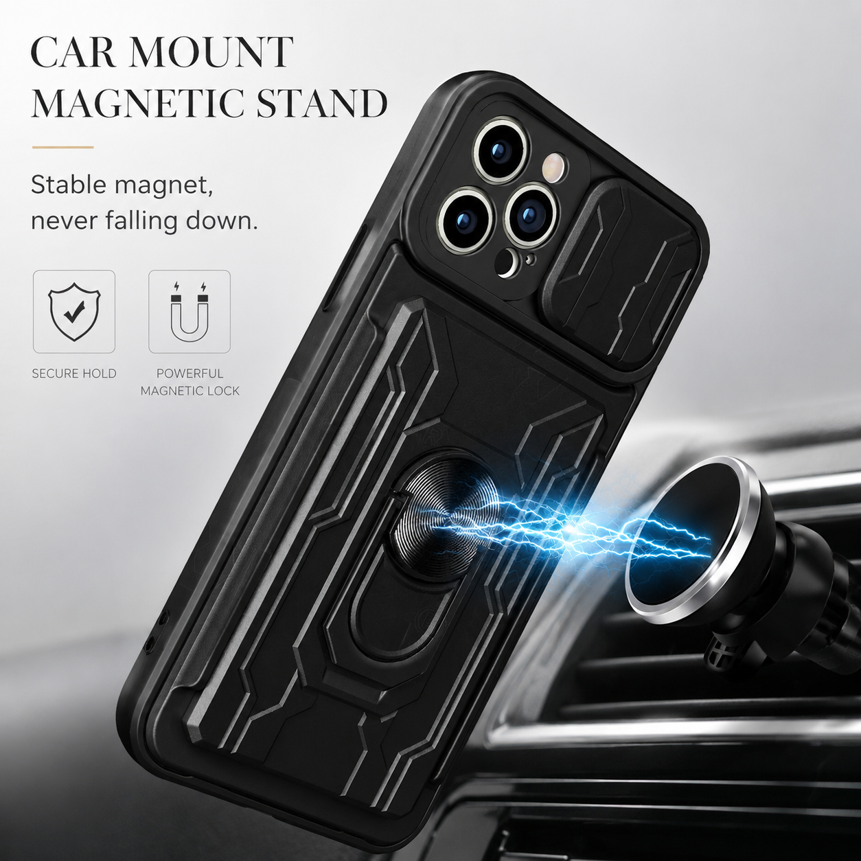 Premium Luxury iPhone Case MagSafe Compatible Liquid Silicone Cover Card Holder Ring Stand Shockproof Camera Protection Slim Design Finish