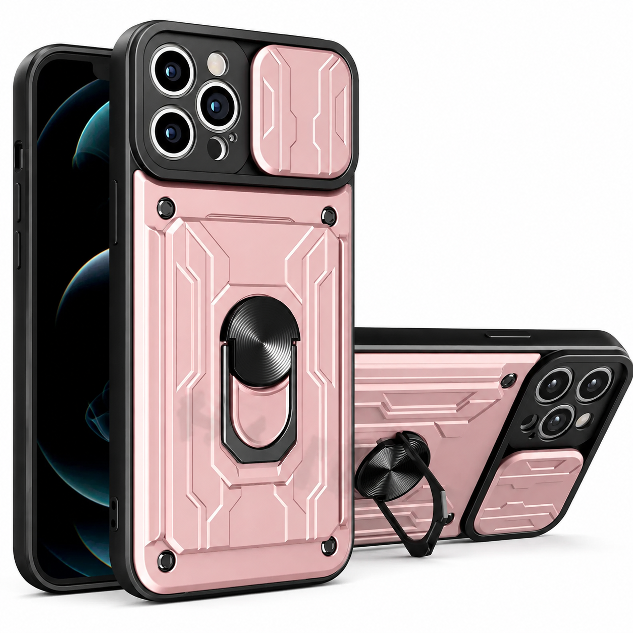 Premium Luxury iPhone Case MagSafe Compatible Liquid Silicone Cover Card Holder Ring Stand Shockproof Camera Protection Slim Design Finish