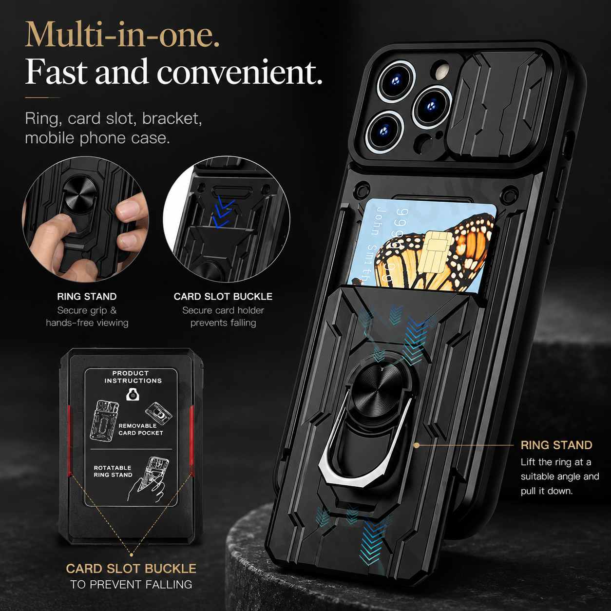 Premium Luxury iPhone Case MagSafe Compatible Liquid Silicone Cover Card Holder Ring Stand Shockproof Camera Protection Slim Design Finish