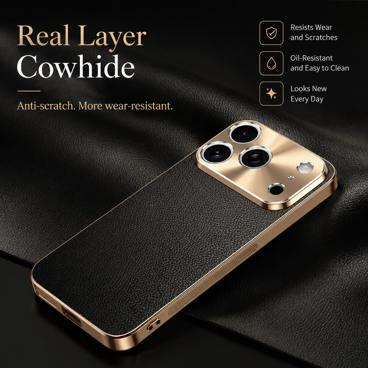 Premium Luxury iPhone Case MagSafe Compatible Lychee Texture Leather Cover Electroplated Frame Shockproof Camera Protection Full Coverage Slim Design Finish