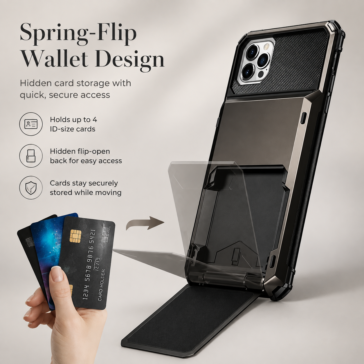 Premium Luxury iPhone Case MagSafe Compatible Magnetic Wallet Cover 4 Card Holder Shockproof Camera Protection Slim Protective Durable Design Finish