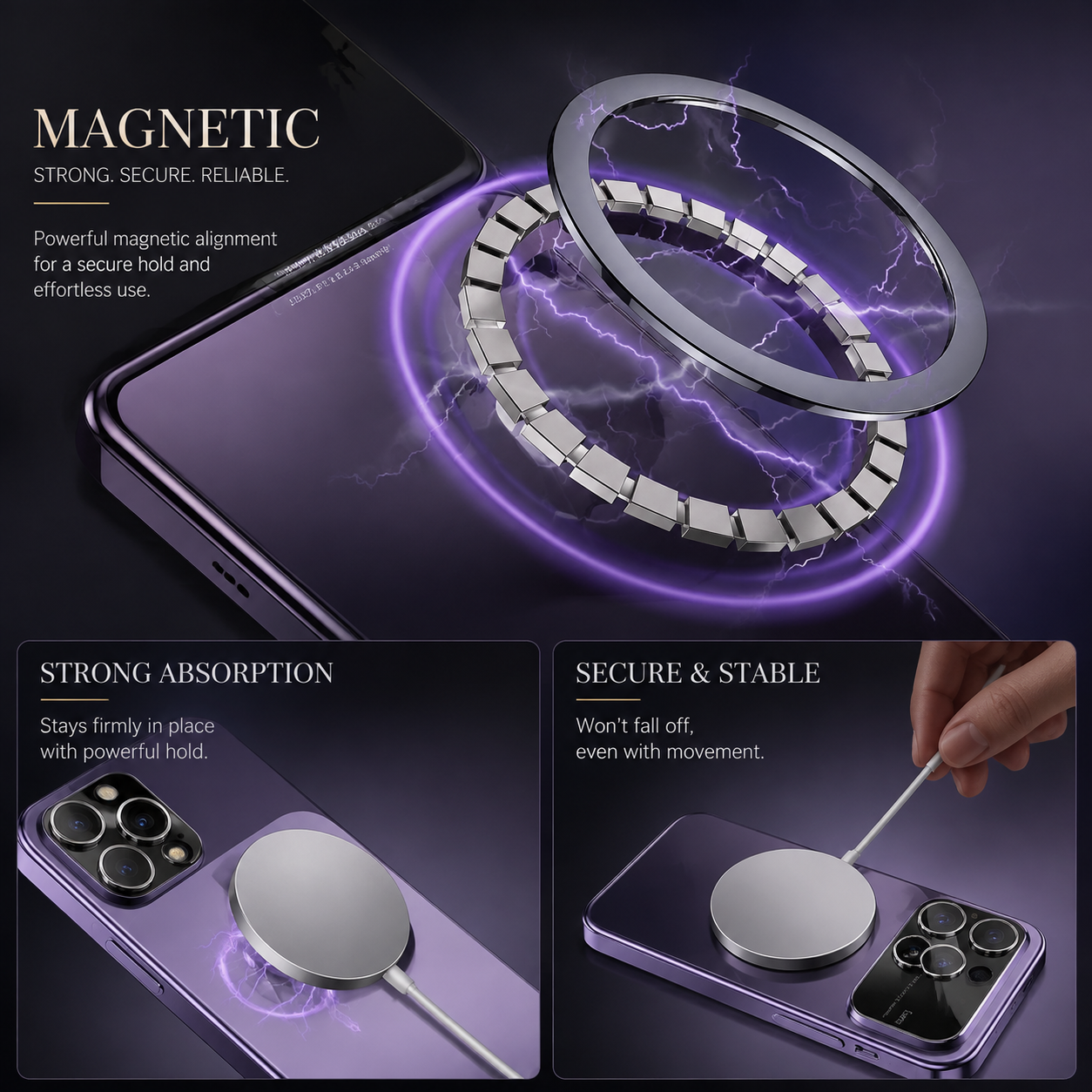 Premium Luxury iPhone Case MagSafe Compatible Matte Ring Stand Cover Hard PC Shockproof Camera Protection Ultra Thin Slim Durable Design Finish